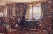 William Gershom Collingwood John Ruskin in his Study at Brantwood Cumbria Sweden oil painting artist